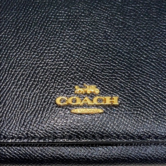 Coach Black Wristlet with Gold Accents Coach Flap Phone Wallet Midnight - Picture 11 of 11